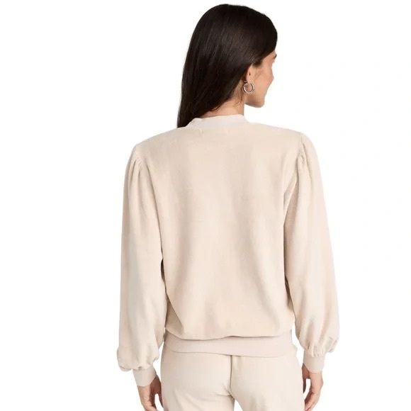SUZIE KONDI Perissa Puff Shoulder Long Sleeve Velour Pullover NWT Dorset Tan - Picture 3 of 10
